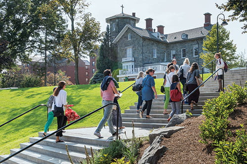 students walking on a tour of pc