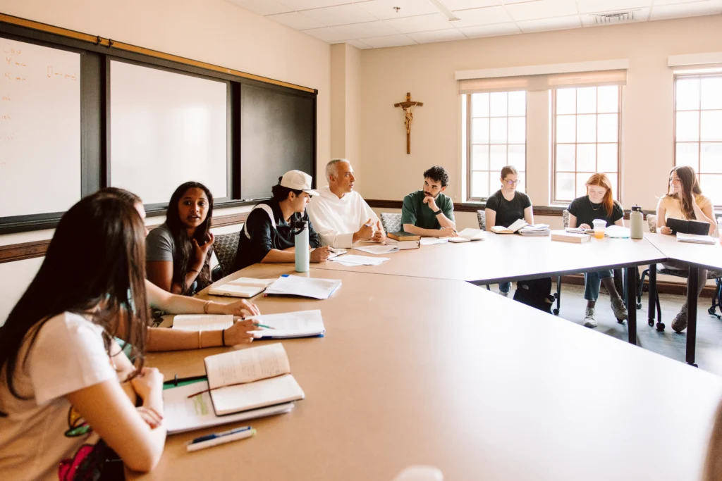 Fr. Dominic Verner and his students in a Civ Seminar course